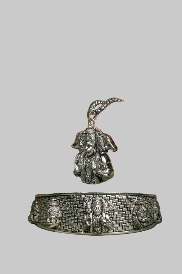 5-Mukhi Hanuman Kada with 5-Munjai Hanumna Pendant with Chain